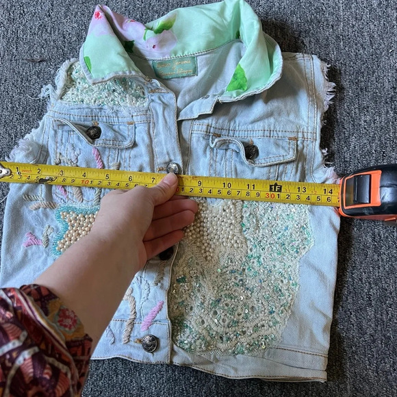 Antica Santoria Kids Sea StarFish Embroidered Jean Jacket Vest - Picture 6 of 7